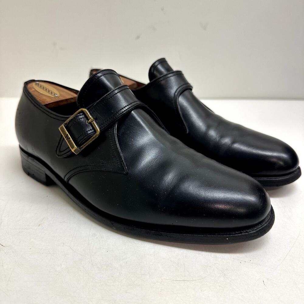VGUC J.M. Weston Simple Buckle Derby Single Monk Black Calf Made in France US 7